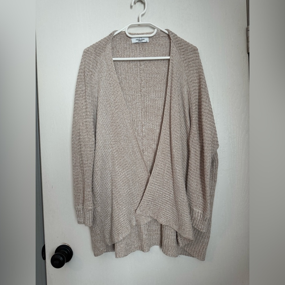 Cathy Jean Light Beige Open-Front Cardigan